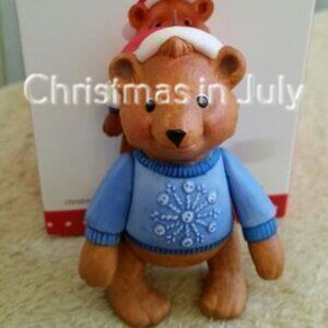 Hallmark 2015 Hangin' with Teddy Club Member Exclusive Porcelain Ornament